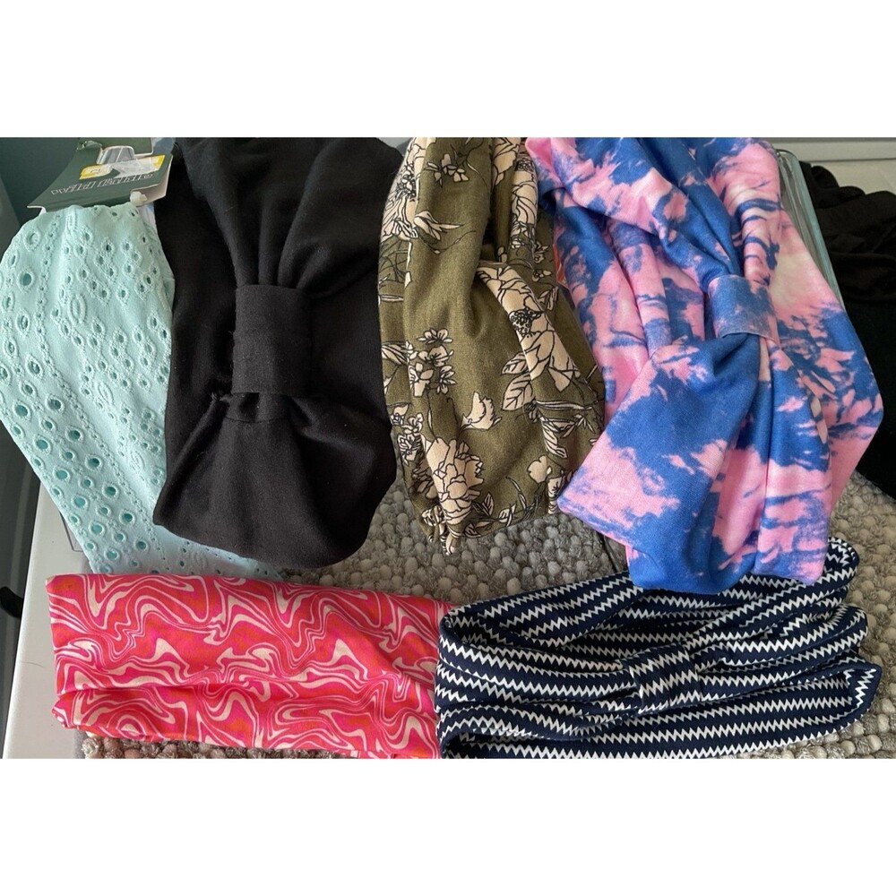 NWT & NWOT Multi-colored & Pattern Fabric Headbands/Head Wraps Bundle of 6